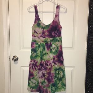Volume One Tie Dye Flowy Dress Purple Green White